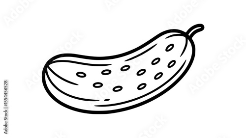 Line art illustration of a cucumber