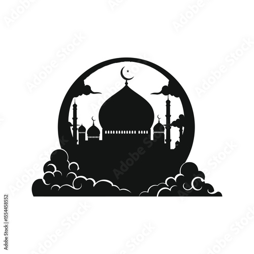 Mosque Silhouette Islamic Architecture Crescent Moon Star Ramadan Eid alFitr Eid alAdha Muslim Islam Religious Symbol