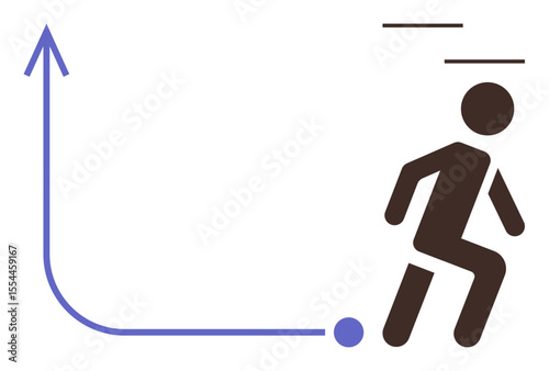 Person running forward near an upward arrow, signifying growth, progress, and overcoming obstacles. Ideal for business strategy, motivation, personal growth, career development, innovation