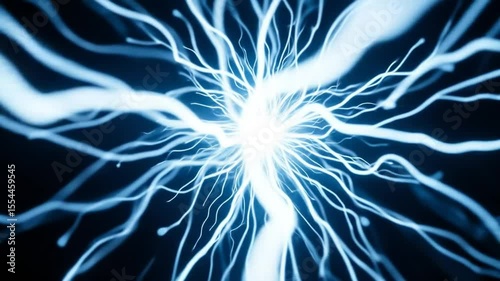 Extreme close up static electricity sparks. Fine energy flow details, pure white, electric blue. 4k video