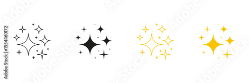 Sparkle, Twinkle, And Shine Line And Solid Icon Set. Glimmer And Brightness Symbol Collection. Isolated Vector Illustration