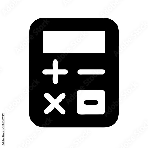 Black icon of a basic calculator with arithmetic symbols, representing calculation, budgeting, accounting, or financial and educational use.

