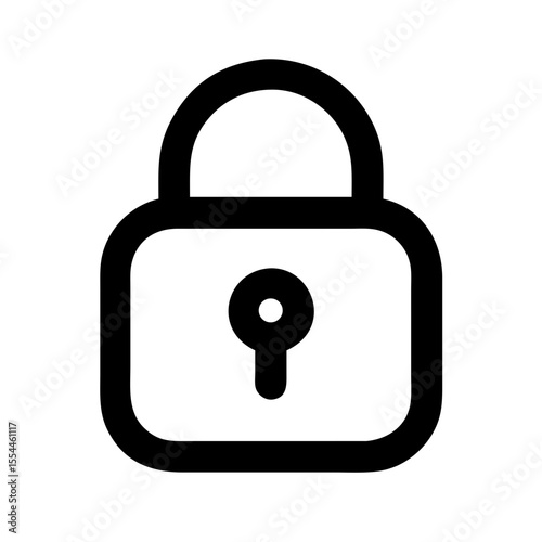 Black outline icon of a closed padlock, symbolizing data security, privacy, restricted access, or digital protection measures.
