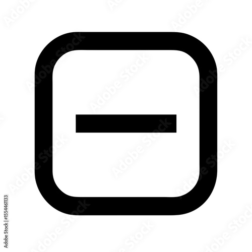 Black outline icon of a minus symbol inside a square, representing subtraction, reduction, decrease, or negative value in financial or mathematical contexts.
