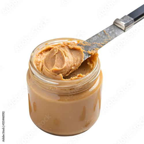 Creamy Peanut Butter in Jar: Delicious Spread, Healthy Snack, Food Photography