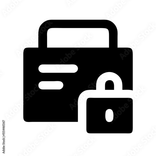 Black icon of a credit card with a padlock symbol, representing secure login, protected transactions, or encrypted access credentials.
