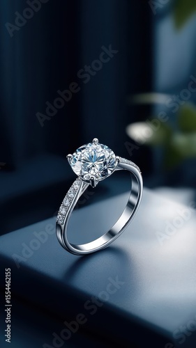 Stylized illustration of diamond engagement ring in bold lines.