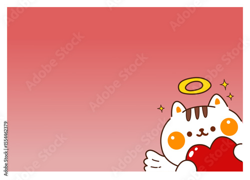 Animal cartoon character: angel cat withe a big heart
