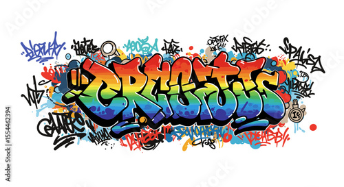 Urban art graffiti vector illustration for street culture design in vibrant colors