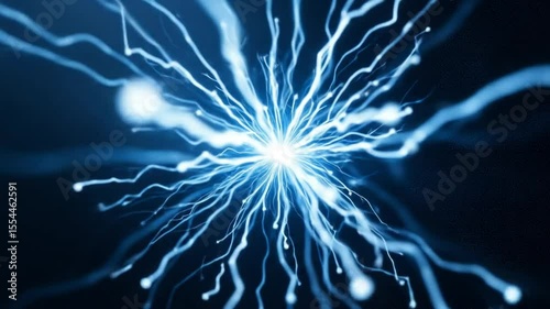 Extreme close up static electricity sparks. Fine energy flow details, pure white, electric blue. 4k video