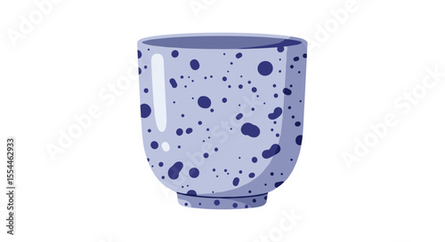 Speckled ceramic mug vector illustration in modern flat style for digital design and decor