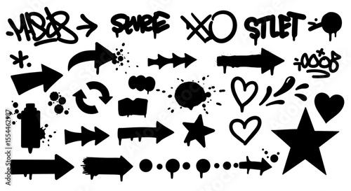 Graffiti style urban elements vector illustration for modern design projects