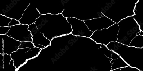 Generate an image depicting a high-contrast texture of a surface with luminous, branching cracks against a deep, dark, or black background. The cracks should appear to glow or be brightly highlighted.