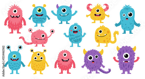 Cute monster collection vector illustration for children's design in flat style