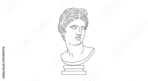Classical greek bust line art vector illustration: design for minimalist decor and art prints