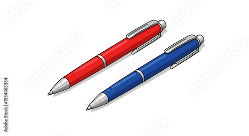 Modern ballpoint pens vector illustration for stationery design in flat style