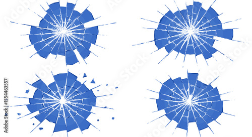 Blue shattered glass vector illustration for design and print in flat style