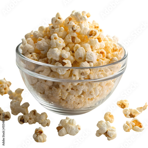 Buttery Popcorn in Glass Bowl:  Delicious Snack Food Photography