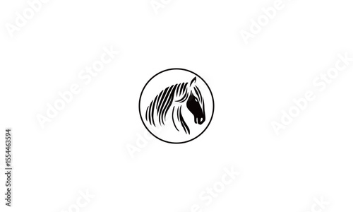 Horse Head Icon in Circle – Equestrian or Farm Animal Symbol