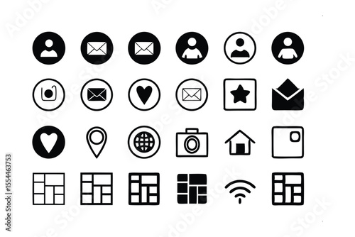 Icon Set: A comprehensive icon set, offering a diverse array of simple yet visually appealing symbols for universal communication and design. A great for communication and design.