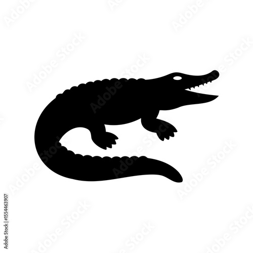 Crocodile icon, Alligator silhouette, Crocodile silhouette vector illustration
