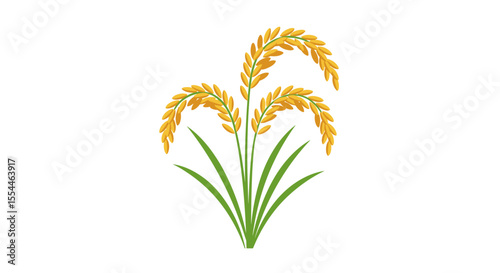 Rice plant vector illustration for agriculture design in flat style