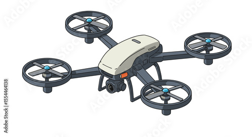 Modern drone tech: futuristic quad copter vector illustration for design and print