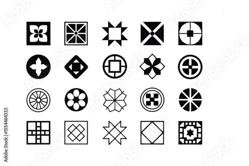 Geometric Pattern Collection: A compilation of graphic elements, featuring varied geometric shapes, creating a rich tapestry for design projects and aesthetic exploration.