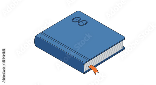 Blue book with bookmark vector illustration in isometric design for educational concepts