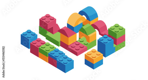 Colorful building blocks vector illustration for creative play and learning design