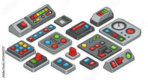 Futuristic control panel vector illustration - design for sci-fi interfaces, flat style