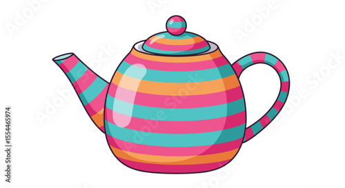 Colorful teapot vector illustration for kitchen decor and design