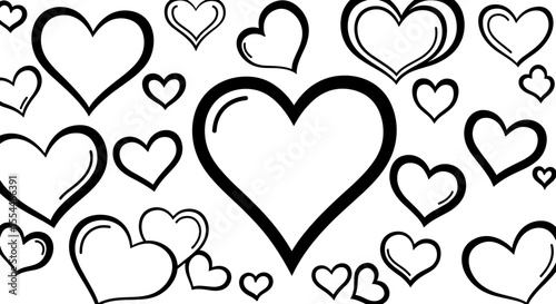 Hand drawn heart pattern - vector illustration for romantic designs, love themes, cards, posters