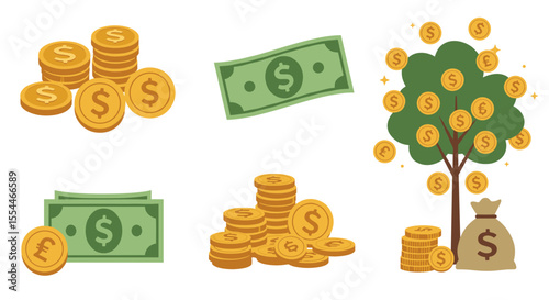 Money growth and savings: vector illustration for financial concepts in flat style