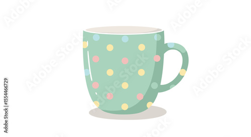 Pastel polka dot mug vector illustration for kitchen decor in flat style