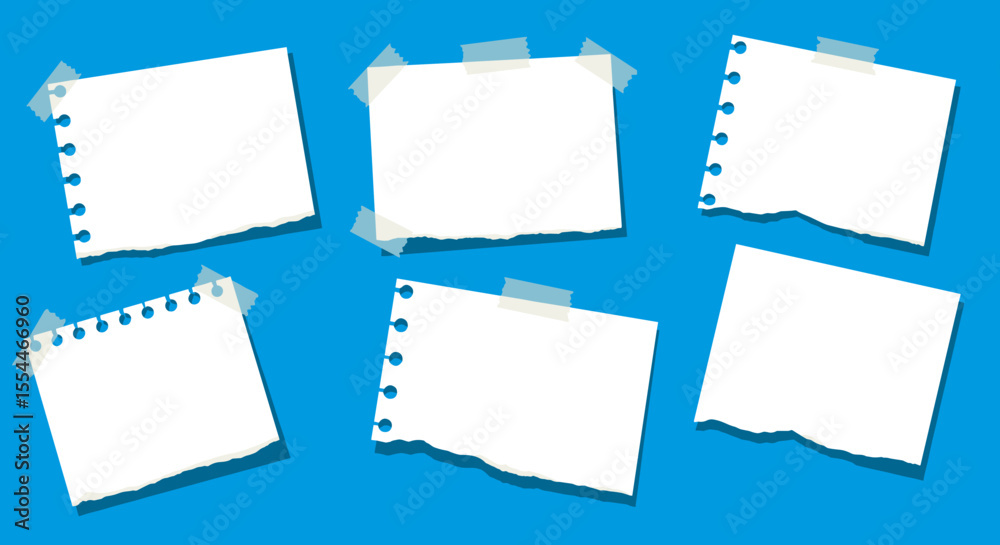 Torn paper notes vector illustration - flat design for stationery and scrapbooking project Torn paper notes vector illustration - flat design for stationery and scrapbooking project