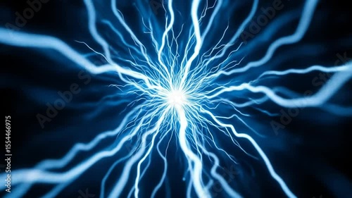 Extreme close up static electricity sparks. Fine energy flow details, pure white, electric blue. 4k video