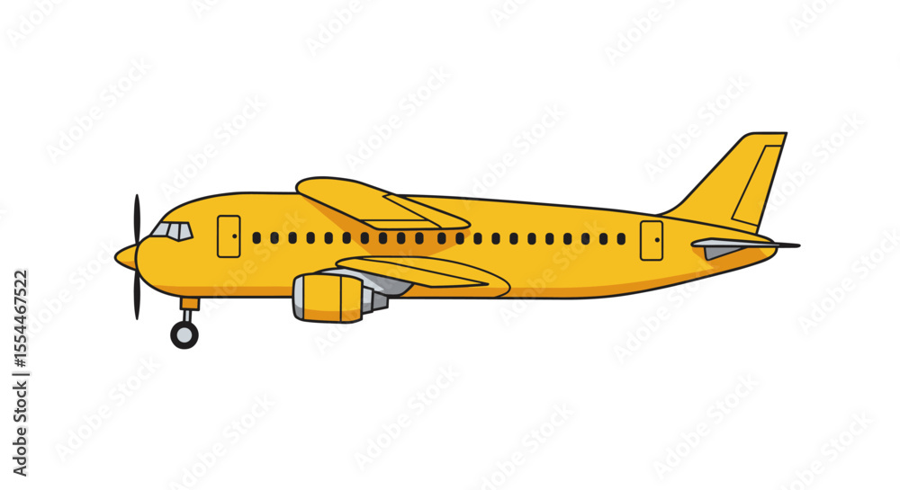 Yellow airplane vector illustration for aviation concept design in flat style Yellow airplane vector illustration for aviation concept design in flat style
