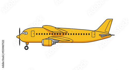 Yellow airplane vector illustration for aviation concept design in flat style
