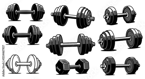 Dumbbells vector illustration for gym fitness designs in monochrome style