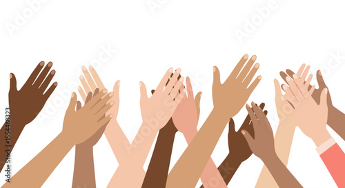 Diverse applause: multicultural celebration vector illustration for equality and unity design