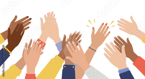 Unity and diversity concept: vector illustration of clapping hands for community posters