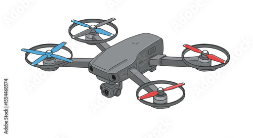 Drone technology vector illustration for drone fans and gadget enthusiasts in flat style