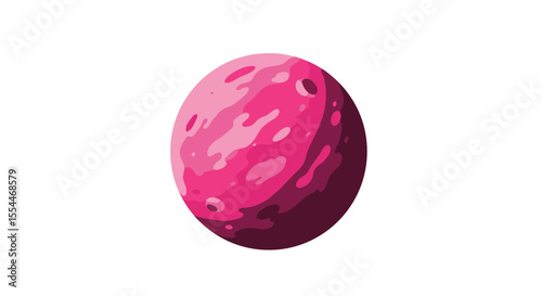 Pink planet exploration vector illustration for space themed design in modern flat style