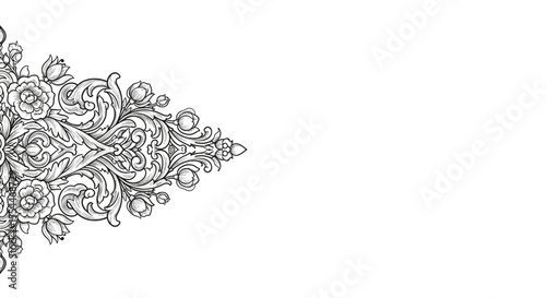 Elegant floral vector illustration: decorative ornament design for print, card, art in line style