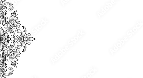 Intricate floral vector illustration for elegant border design in decorative art style