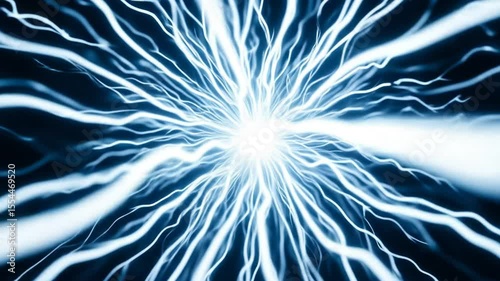 Extreme close up static electricity sparks. Fine energy flow details, pure white, electric blue. 4k video