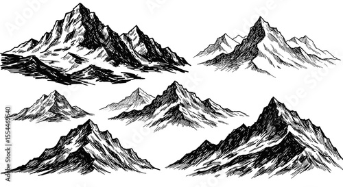 Hand drawn mountain vector illustration for nature-themed designs
