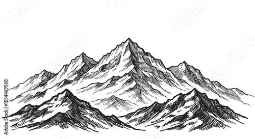 Mountain landscape vector illustration: hand drawn design for posters and cards