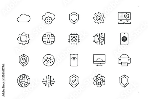 Data security icons: A collection of meticulously crafted icons, each representing a facet of the digital domain, perfectly suited for illustrating the intricacies of technology and data protection.